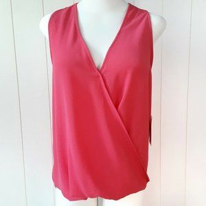 LILY WHITE NWT Faux Wrap Surplice Top L Large Racerback Hi Low
